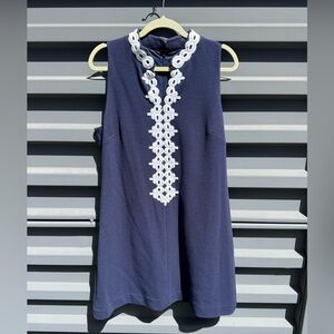 Lilly Pulitzer Navy Blue Sleeveless Top with White Embroidery